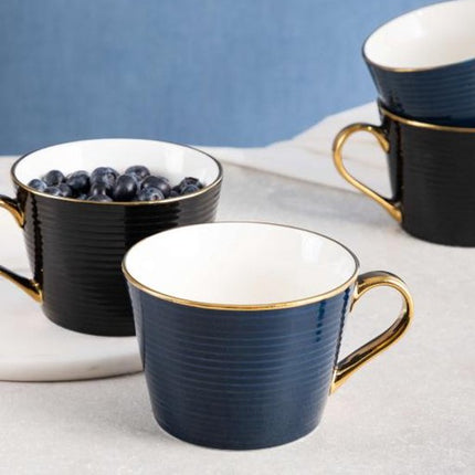 Homla - Renne Mok - Grote Koffiemok - Theemok - Cappuccino Mok - Vaatwasser Bestendig - 450 ml - Keramiek - 15 x 12 x 9 cm - Donkerblauw