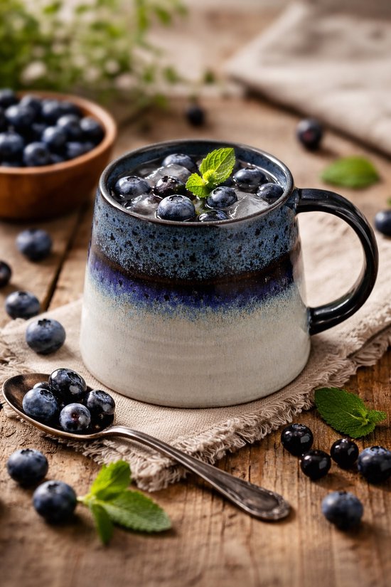 MPLCo - Ombres Mok - Koffiemok - Theemok - Unieke Beker - Moderne Koffiebeker Servies - Vaatwasser & Magnetron Bestendig - 400ml - Ø10 x 10 cm - Navy blauw en Grijs