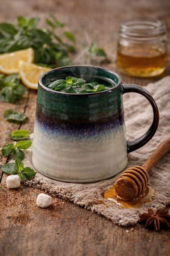 MPLCo - Ombres Mug - Coffee Mug - Set of 2 - Tea Mug - Unique Cup - Modern Coffee Cup Tableware - Dishwasher & Microwave Safe - 400 ml - Ø10 x 10 cm - Green-grey