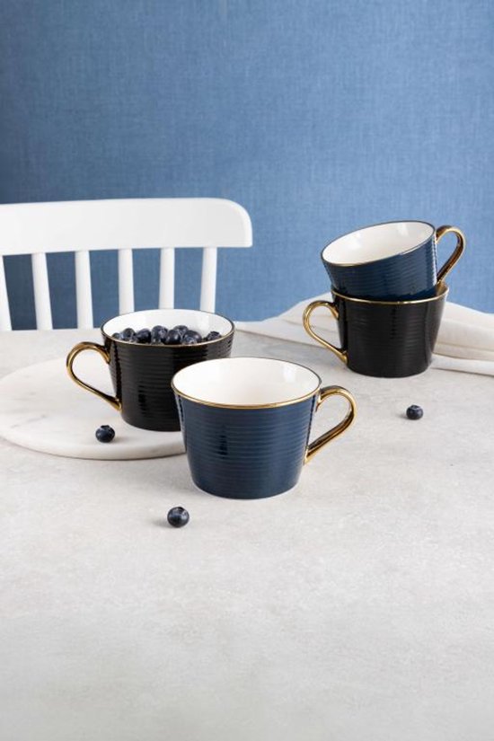 Homla Renne grote mok 450 ml – keramische koffie- en theemok, donkerblauw – foto 3