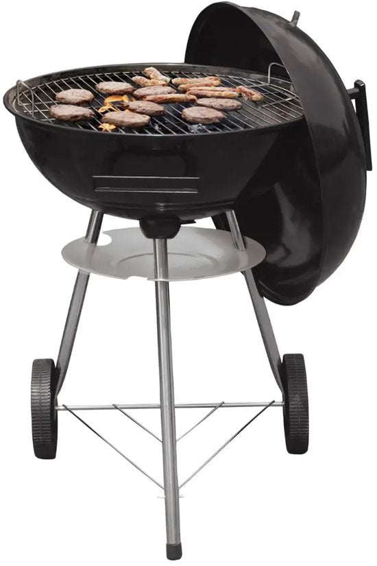 Kinghoff Kugelgrill mit Deckel & Rädern – Ø43 cm – Schwarz