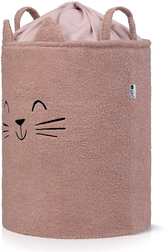 SIPO opbergmand voor speelgoed XL, 43 liter – roze boucle met kittenprint – foto 7
