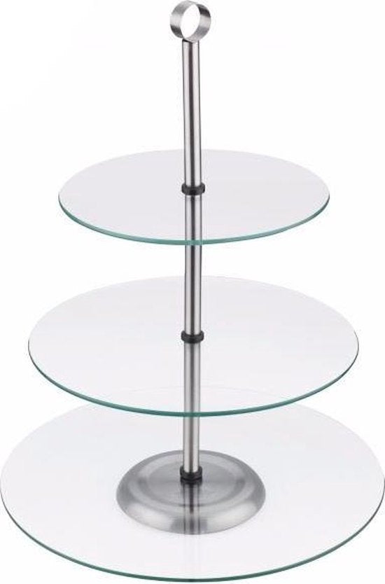 Kinghoff Tortenplatte - 3 Etagen - Glas - Mit Greifring