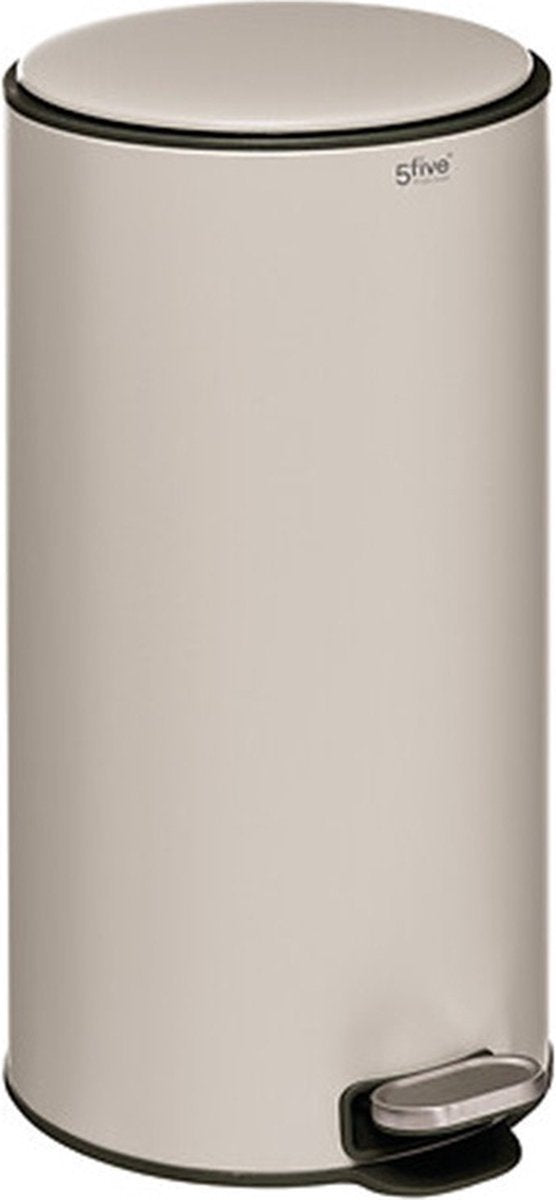 5Five Delta Waste Bin/Pedal Bin - beige - metal - 30 litres - 39 x 33 x 62 cm - kitchen trash can