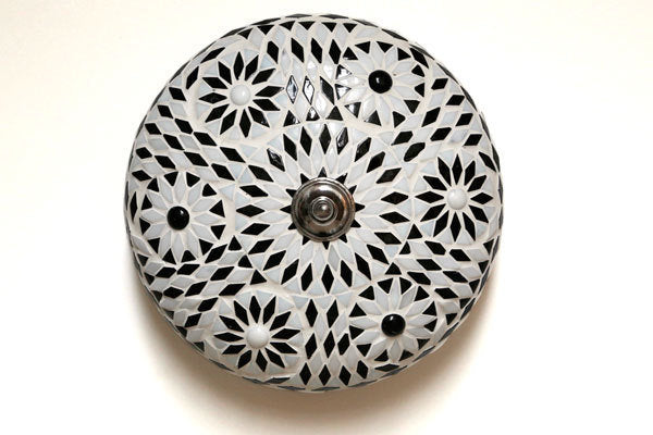 Plafonnière mozaïek Mediteraanse design 25 cm - zwart wit
