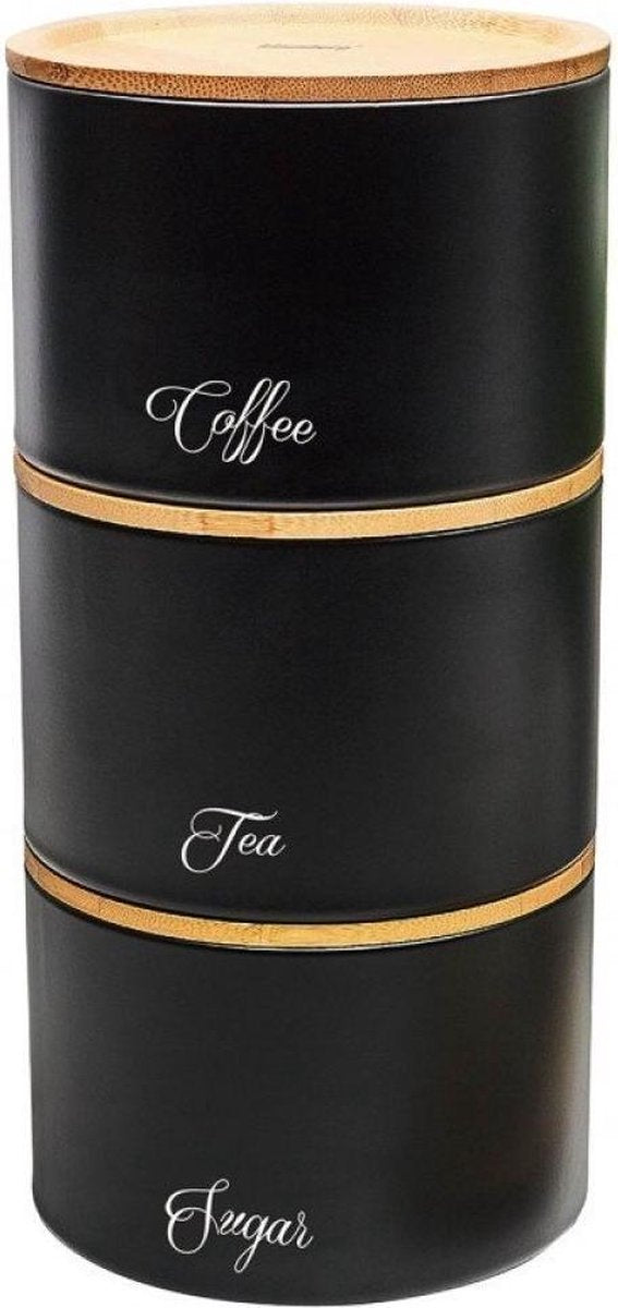 Top Choice - stapelbare Vorratsdosen - Kaffee, Tee, Zucker - schwarz