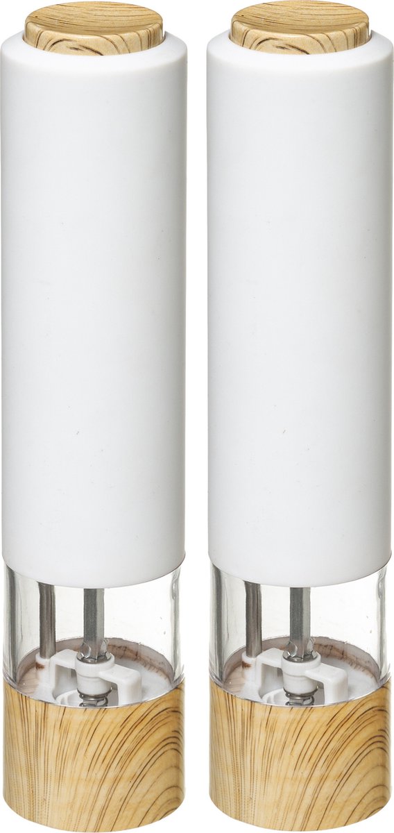 5Five Electric pepper mill plastic - Set of 2 pieces - white - H22 cm - Pepper mill - Herb and spice grinders
