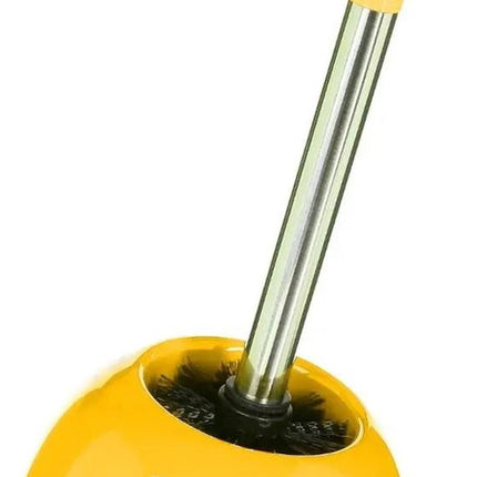 Brosse WC/toilette avec support rond céramique brillant jaune 36 cm
