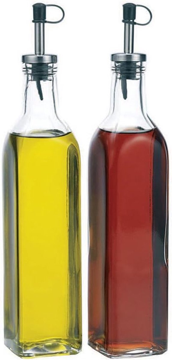 2 x - Oil and vinegar bottles for the kitchen/table - Kitchen bottle - Glass oil bottle
