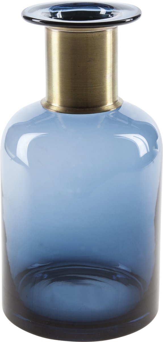Bottle vase glass dark blue 12 x 23 cm - Glass vases