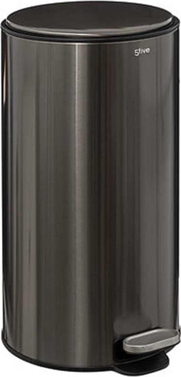 5Five Prullenbak / pedaalemmer Delta - titanium - metaal - 30 liter - 39 x 33 x 62 cm - keuken afvalbak