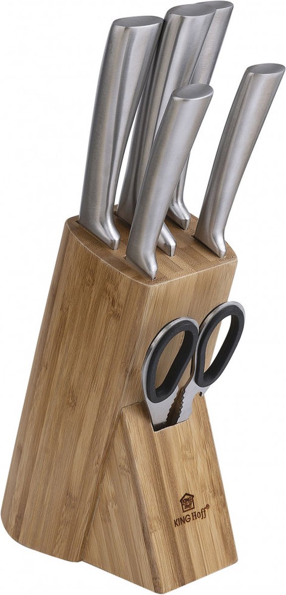 Kinghoff 1555 - Messenset Blended - 7-teilig - Messerblock aus Holz