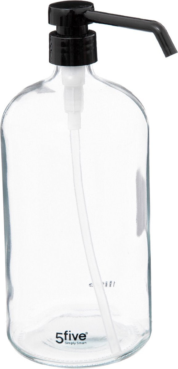 5Five Pompe à savon/distributeur de savon en verre - transparent - 1 litre