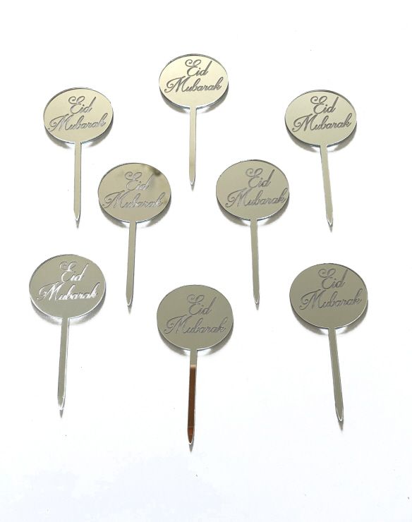 Piques à cupcake cercle argenté 8 pièces