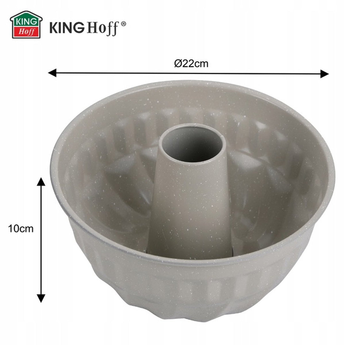 Kinghoff KH1993 Kuchenform | 22 cm mit Loch | Marmor-Antihaftbeschichtung | Gleichmäßiges Backen | Beige | Gugelhupfform