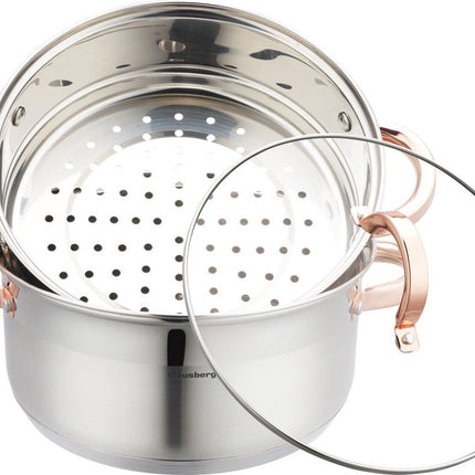 Klausberg 7734 - cuit-vapeur - 3 pièces - 24 cm - 5 litres - inox - tous feux