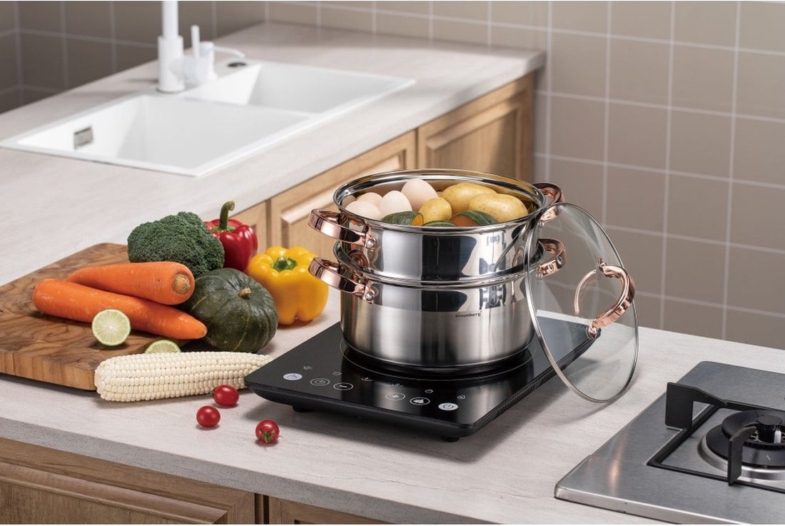 Klausberg 7734 - Dampfgarer - 3-teilig - 24 cm - 5 Liter - Edelstahl - alle Herdarten