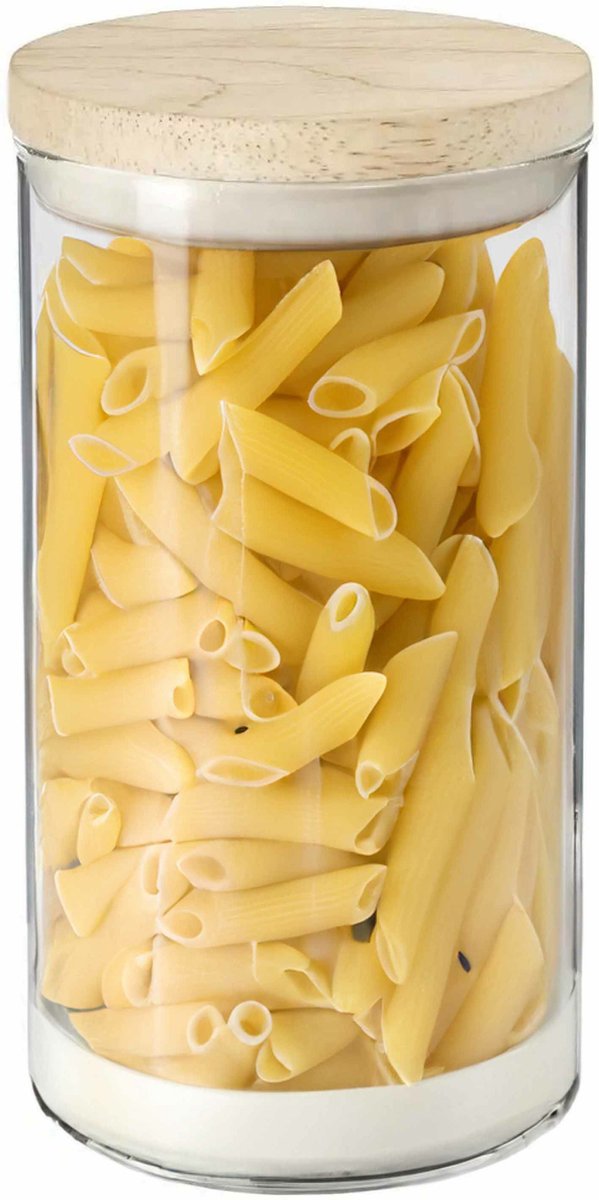 Boîte/pot de conservation en verre 1L avec couvercle en bois - 1000 ml - Pots de conservation hermétiques