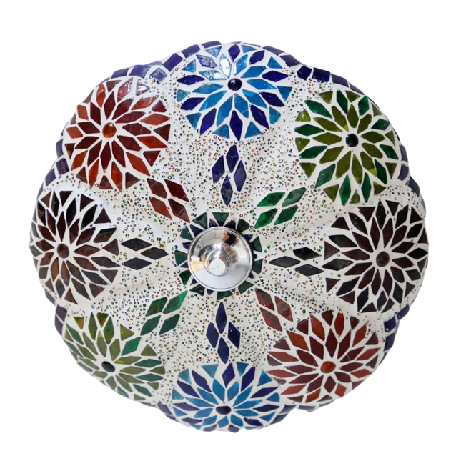 Plafonnier méditerranéen taches de fleurs Ø 36 cm