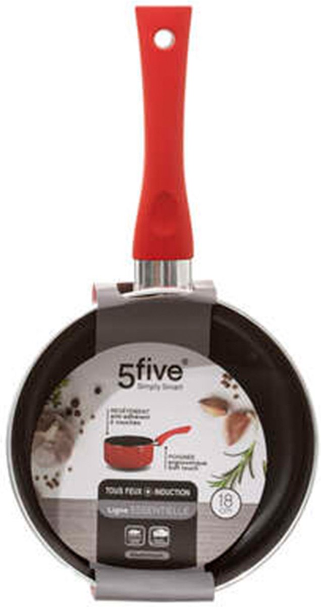 Steelpan / sauspan - Inductie - aluminium - rood / zwart - D18 cm