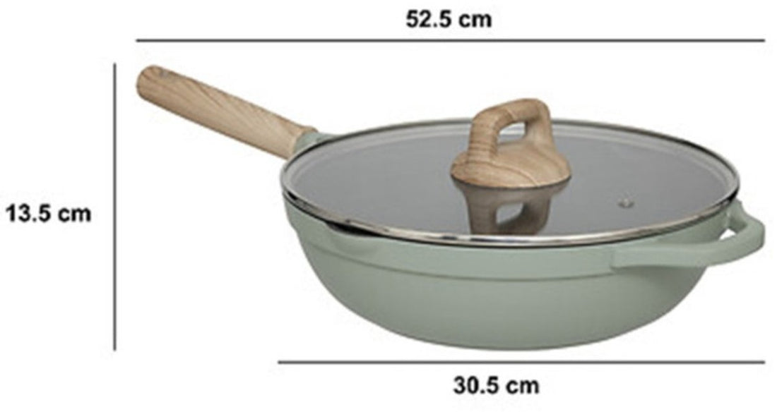 5Five Bratentopf mit Glasdeckel - Für alle Herdarten geeignet - grün/beige - D28 x H13cm - Sauteuse