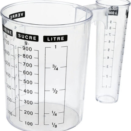 Double gobelet doseur/mélangeur - plastique - transparent - 1000 ml