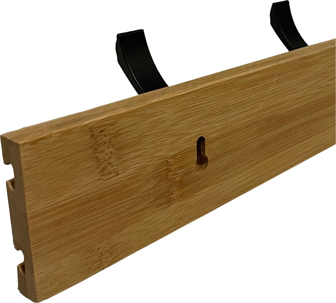 Coat rack - wall-mounted - light brown/black - 6x sliding hooks