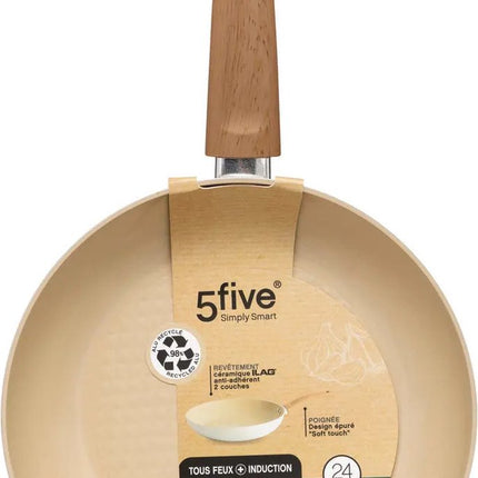 5Five Poêle Harmony - Tous feux - Beige - Dia 24 cm - manche bakélite - aluminium
