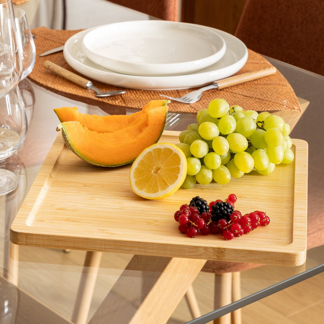 5Five serveerplank van bamboe – borrelplank en tapasplank, 30 x 30 cm – foto 3