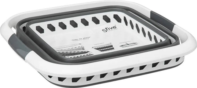 Panier à linge pliable avec poignées - plastique - 40L - gris/blanc
