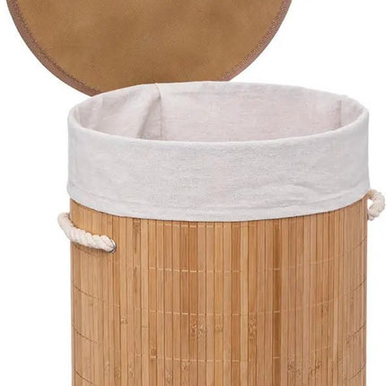 Panier à linge en bambou - 48 litres - 35 x 50 cm - avec couvercle