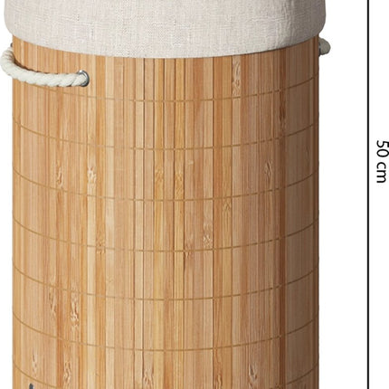 Panier à linge en bambou - 48 litres - 35 x 50 cm - avec couvercle