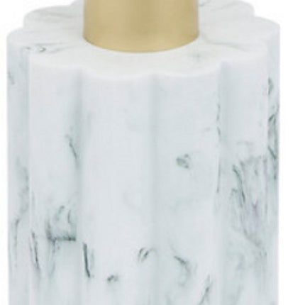 Marby Distributeur de Savon 230 ml - Aspect Marbre Blanc - Polyrésine - Dimensions L 7,8 x l 7,8 x H 17,6 cm - Porte-Savon - Distributeur de Savon Liquide - Pompe à Savon