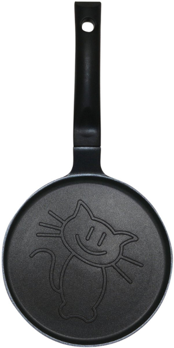 Klausberg KB-7973 Crêpière - Motif Chat - Ø18 cm - Revêtement Antiadhésif Noir - Compatible Tous Feux Dont Induction - Motif Chat -