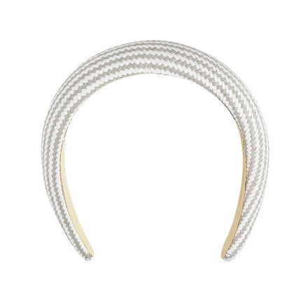 Bandeau Zigzag Gris/Blanc – Bandeau en Tissu Élégant pour Femmes – Accessoire de Fête – Avec Rembourrage EPE – Confortable & Tendance