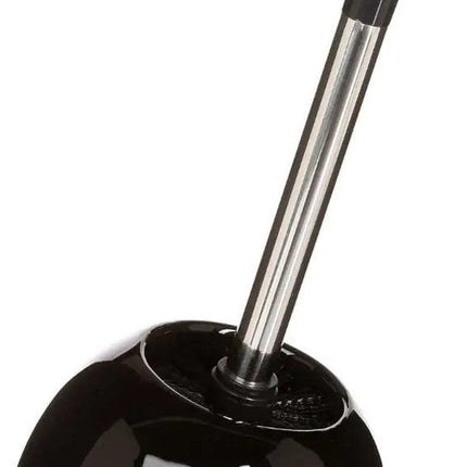 Brosse WC/toilet avec support rond céramique noir brillant 36 cm