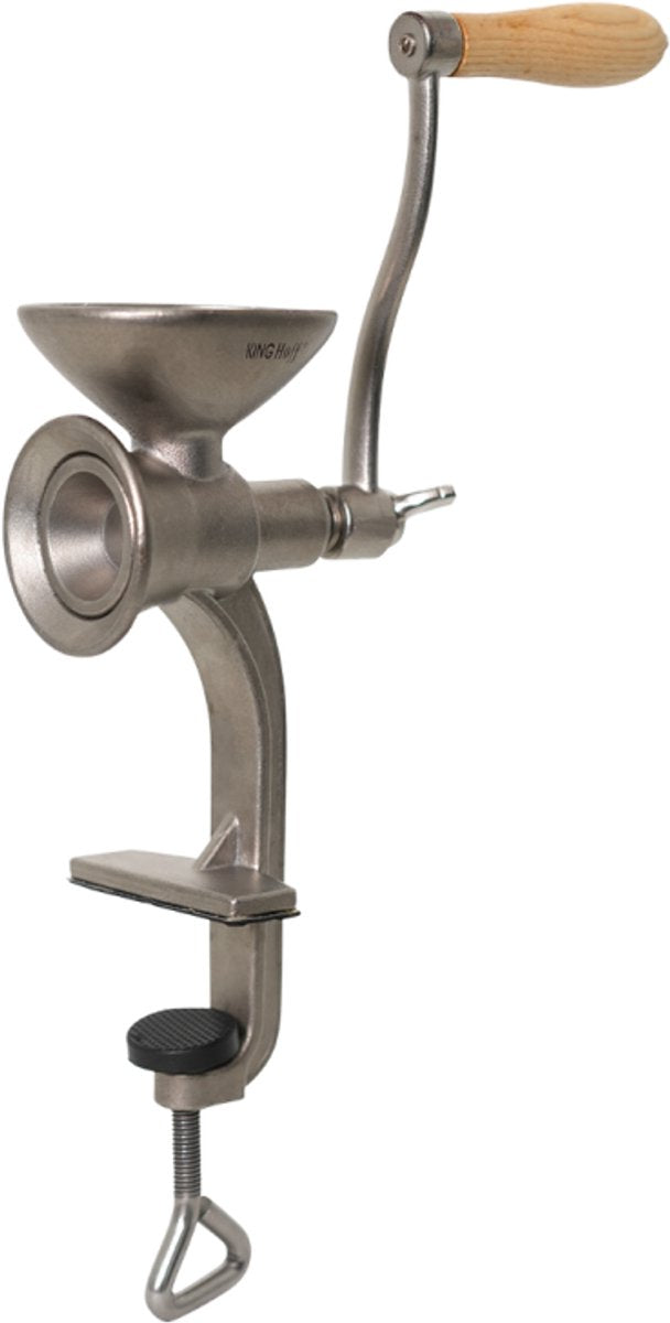 Kinghoff Moulin manuel - Moulin à main en acier inoxydable 304 - Pour graines de pavot, noix et épices - Avec poignée en bois - Moulin à main - KH-1952