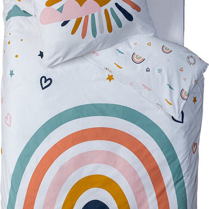 Dekbedovertrek kinderen 140x200 cm - Regenboog 1 persoons dekbed - Meisjes slaapkamer