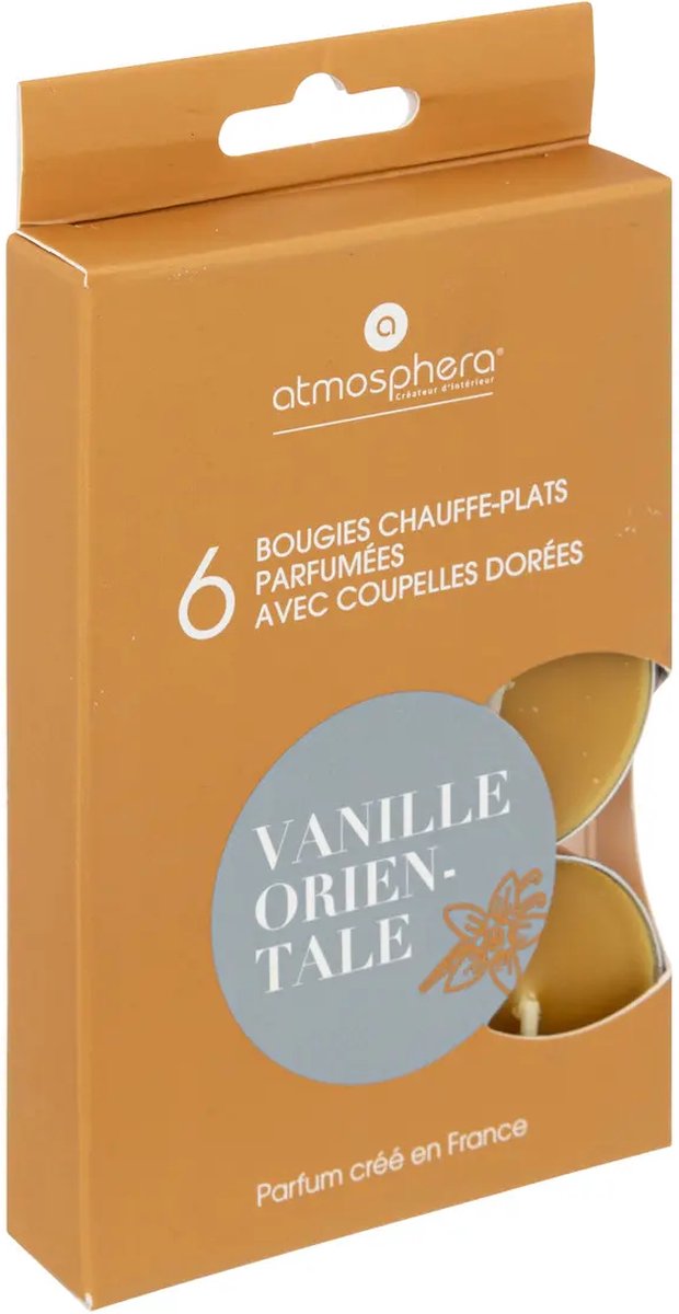 Atmosphera Créateur d'Intérieur - Scented Tealights - Scented Candles - Tea Lights - Scented Tea Light Candles - Oriental Vanilla - Oriental Vanilla - 1 box of 6 tea lights