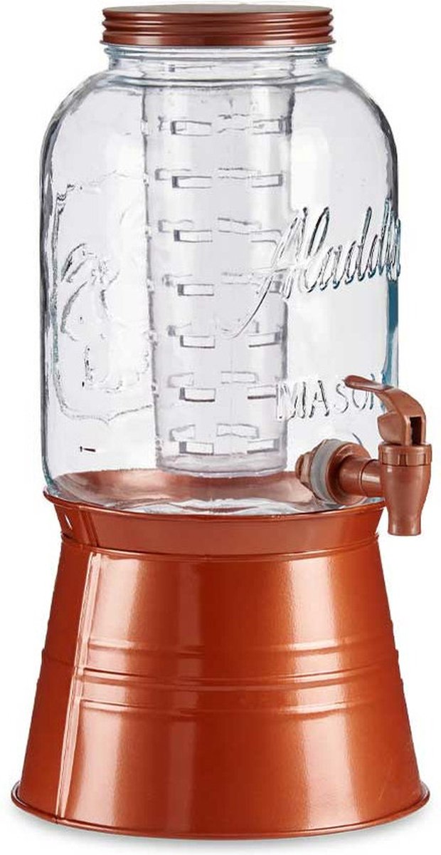 Vivalto Drankdispenser / limonadetap op voet - koper - glas - 3. 8 liter - tapkraantje
