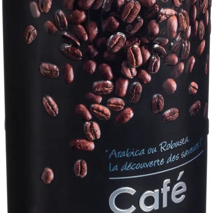5Five Boîte de conservation pour café - métal - noir/imprimé d'ambiance - 11 x 19 cm - 500 grammes - grains de café paths of cups
