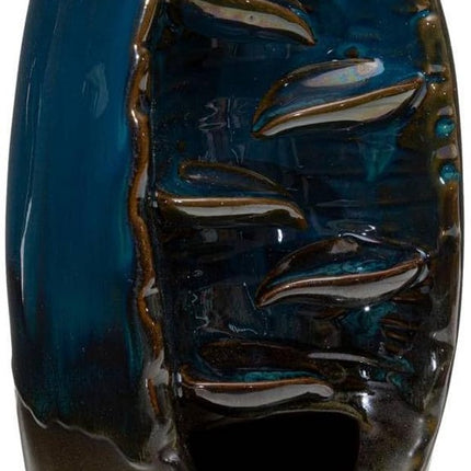 Fontaine à encens - Bleu foncé - 20 x 11 cm - Brûle-encens pour bâtonnets et cônes - Céramique -