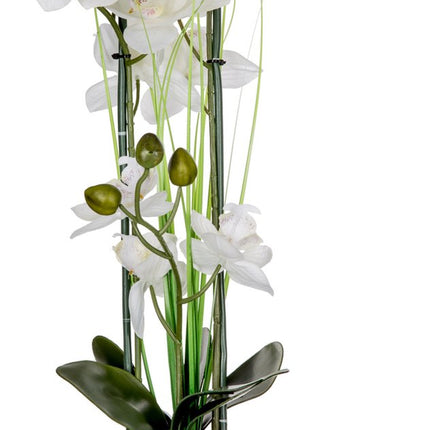 Atmosphera Orchidee bloem kunstplant - wit - H53 x B37 cm - in luxe zilveren pot