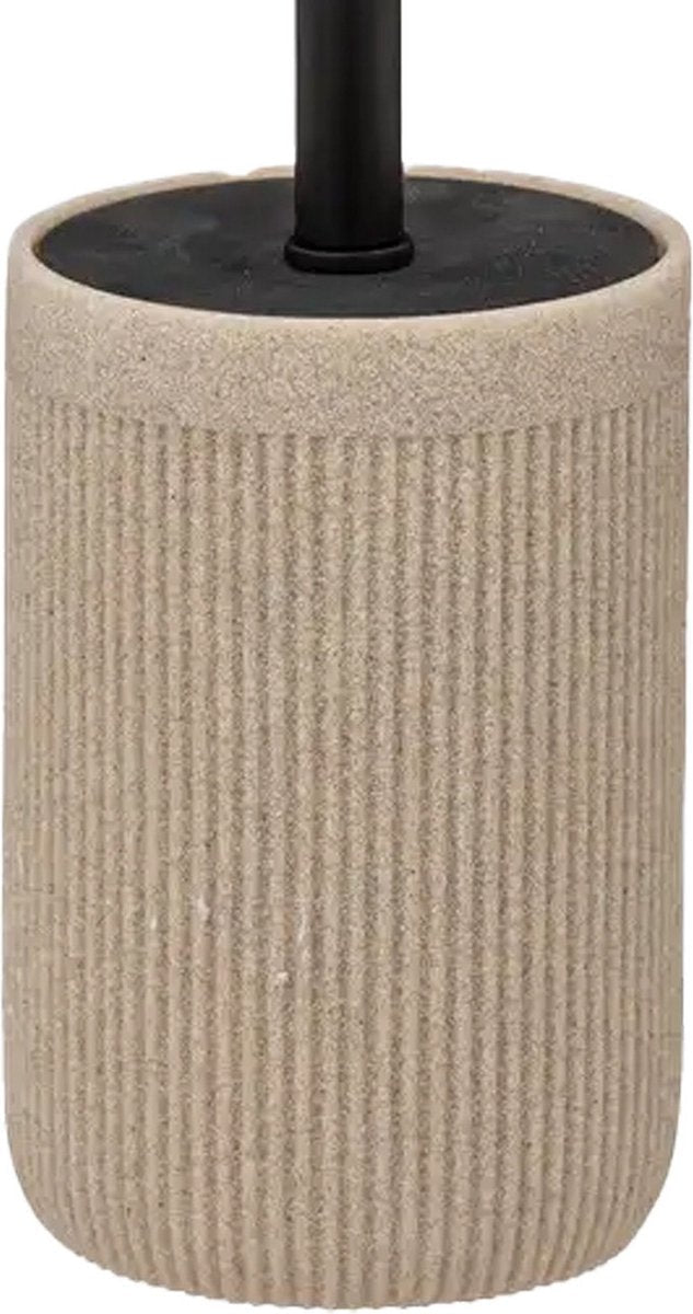 5Five Brosse WC avec support Onyx - beige/noir - polystone - 40 x 9 cm