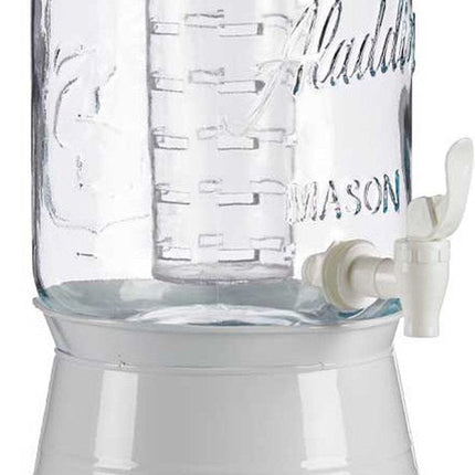 Distributeur de boissons/limonade en verre avec couvercle/robinet blanc 3,8 litres - Robinet - 21 x 38 cm