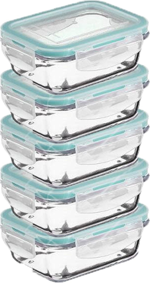 Wooners® Vershoudbakjes - Meal Prep Bakjes - 0.8 l - Lunchbox - Vershouddoos Met Deksel - Magnetron bakjes - 5 stuks