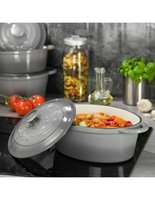 Kinghoff 1613 - Cocotte en fonte - ovale - 33cm - 6,2L - Gris - émail