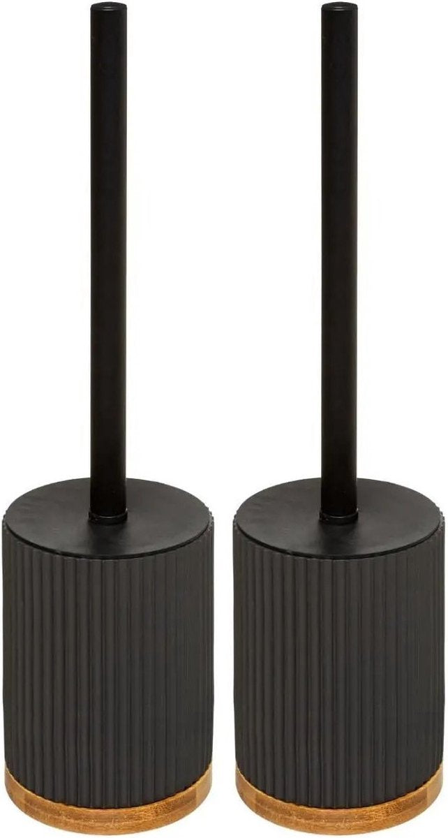 5Five Brosse WC avec support noir polyrésine/pierre 40 cm - Lot de 2