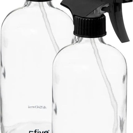 5Five Pulvérisateur avec une capacité de 450 ml - 2x - verre - transparent - tête de pulvérisation - 21 cm
