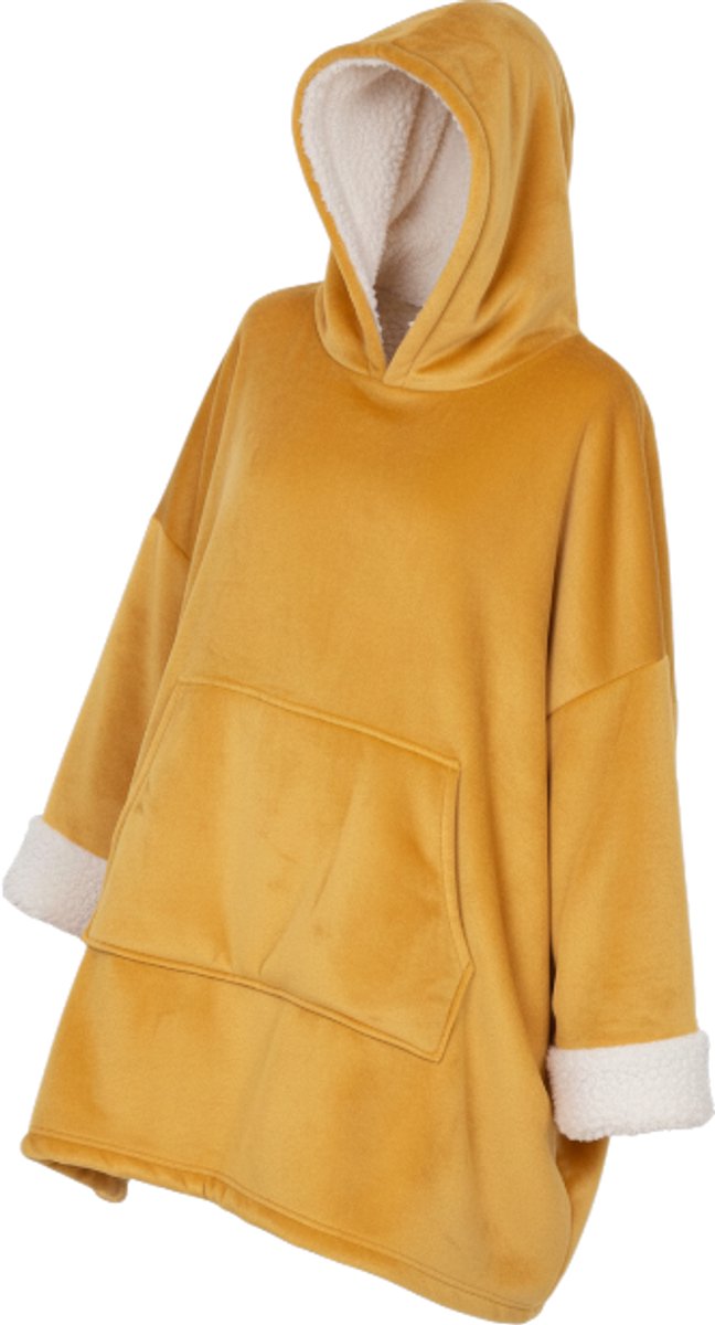 Kuschelhoodie Damen - Herren - Ockergelb - Teddyfutter - Fleece